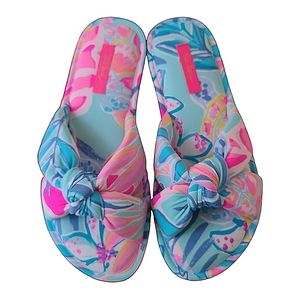 Lilly Pulitzer Multicolor Sea glass Rainforest Retreat Pool Slippers Siz…